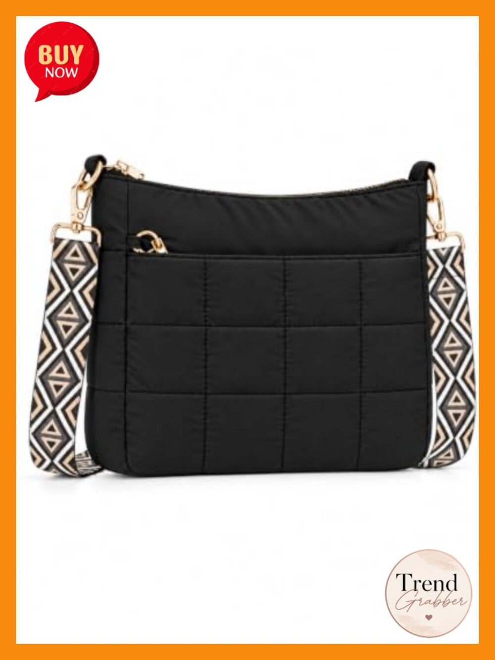 Quilted Nylon Puffer Crossbody Bag Travel Purse Lightweight Antitheft